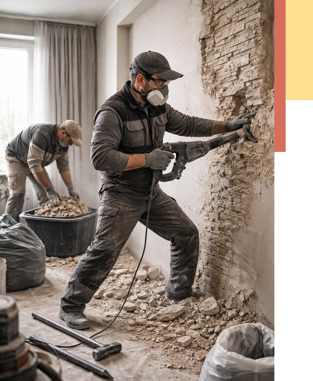 Демонтаж декоративного камня в Павлово от 1470 руб/м² — быстро и недорого | ОТДЕЛОЧНИК-Пвв