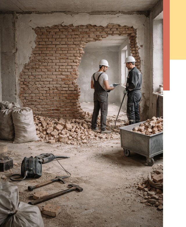 Демонтаж кирпичных стен в Павлово от 4258 руб. — быстро, недорого, под ключ | ОТДЕЛОЧНИК-Пвв