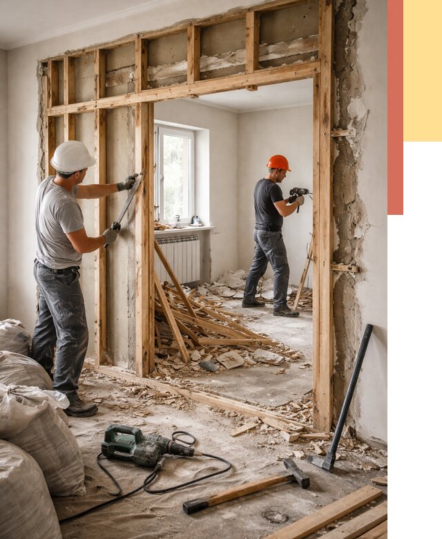 Демонтаж деревянных перегородок в Павлово от 3244 руб. — быстро и недорого | ОТДЕЛОЧНИК-Пвв