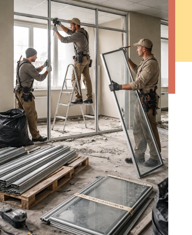 Демонтаж алюминиевых перегородок в Павлово от 4258 руб. — быстро и недорого | ОТДЕЛОЧНИК-Пвв