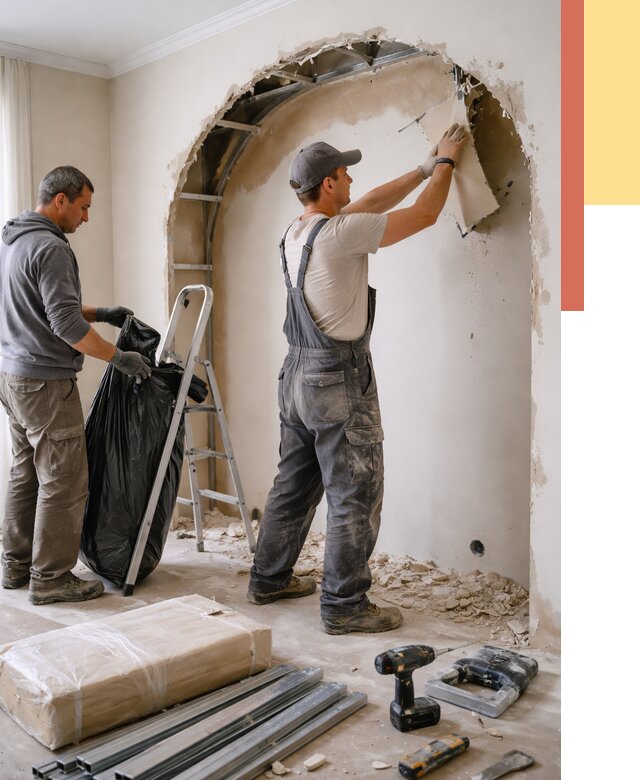 Демонтаж арки из гипсокартона в Павлово от 3548 руб. — услуги под ключ | ОТДЕЛОЧНИК-Пвв