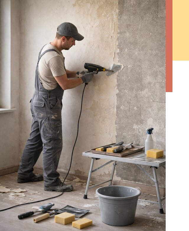 Очистка стен от клея в Павлово от 1875 руб. — снятие и удаление клея со стен | ОТДЕЛОЧНИК-Пвв