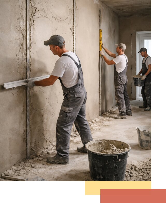 Штукатурка стен по маякам в Павлово — точная и ровная поверхность