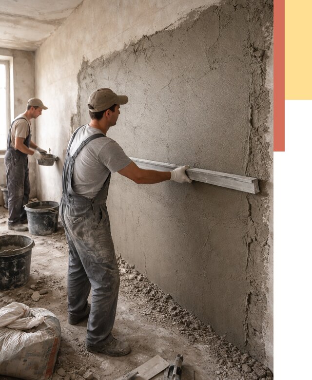 Цементная штукатурка стен в Павлово от 4562 руб/м2 — быстро и недорого | ОТДЕЛОЧНИК-Пвв