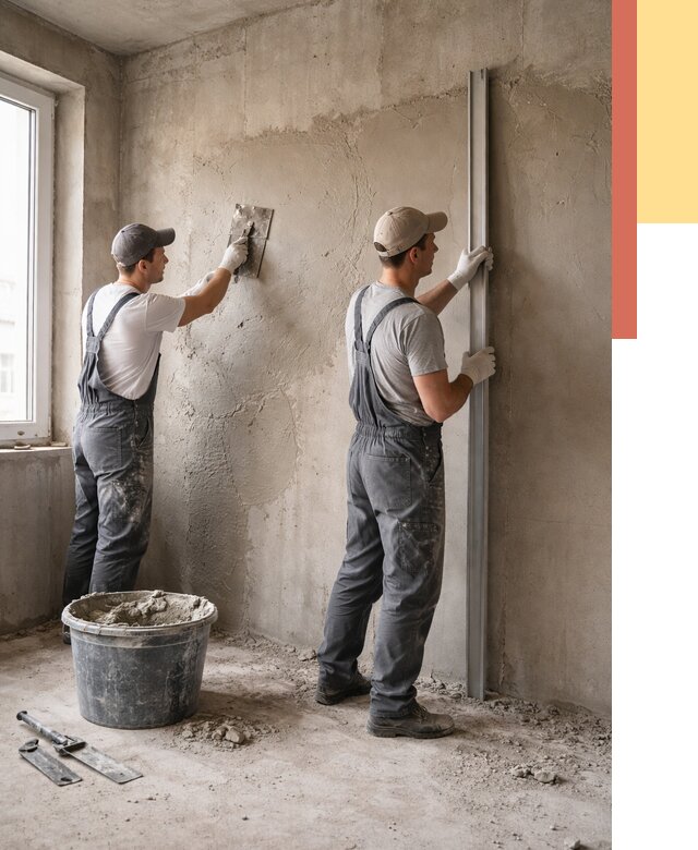 Штукатурка бетонных стен в Павлово от 4562 руб/м² — качественно и быстро | ОТДЕЛОЧНИК-Пвв