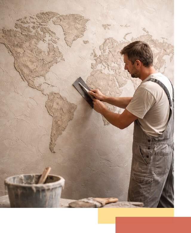Декоративная штукатурка «Карта мира» под ключ в Павлово