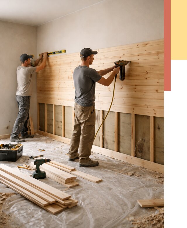 Монтаж деревянной вагонки на стены в Павлово от 7603 руб. | Услуги монтажа вагонки | ОТДЕЛОЧНИК-Пвв