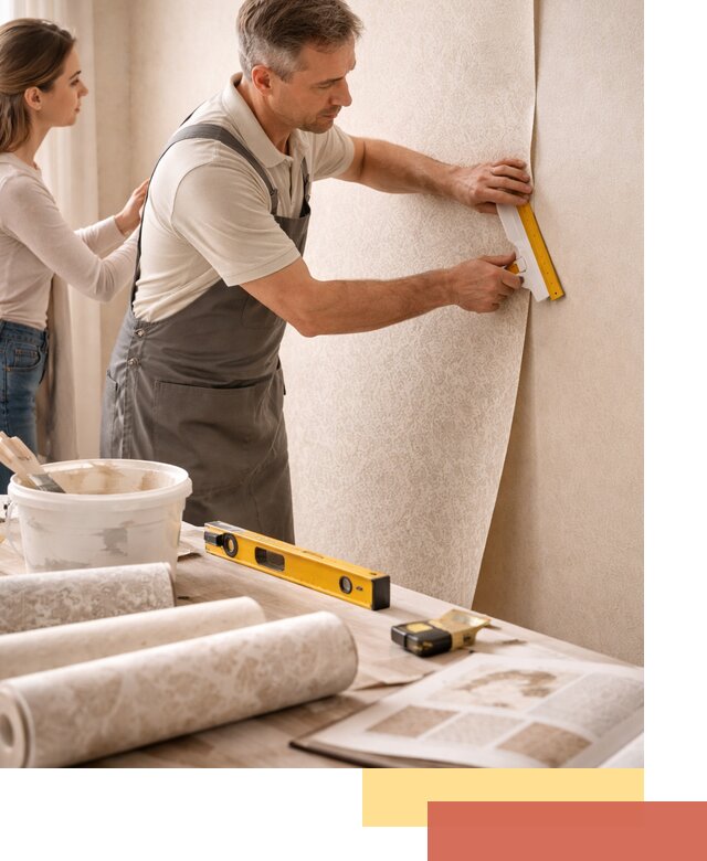 Поклейка обоев с подбором рисунка в Павлово