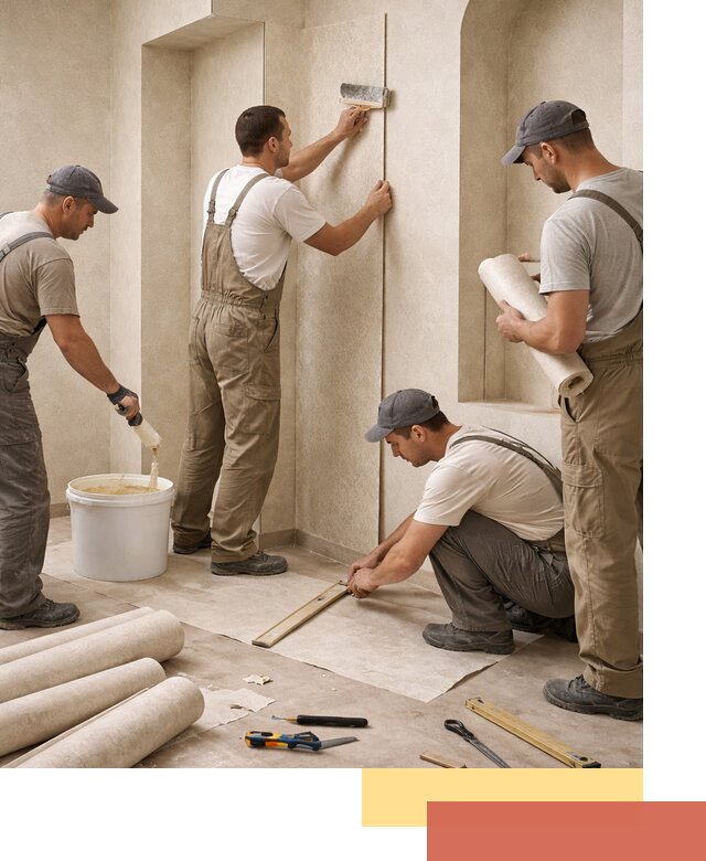 Поклейка обоев на сложные стены и неровные поверхности в Павлово