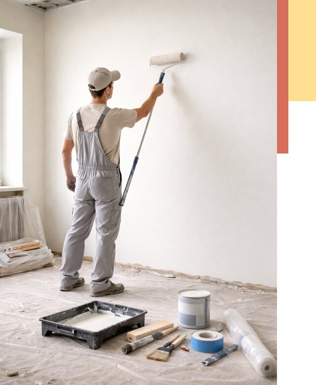 Покраска стен водоэмульсионной краской в Павлово от 456 руб. за м² | ОТДЕЛОЧНИК-Пвв