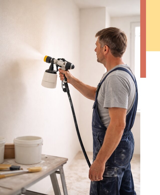 Покраска стен краскопультом в Павлово от 7603 руб. — механизированная покраска | ОТДЕЛОЧНИК-Пвв