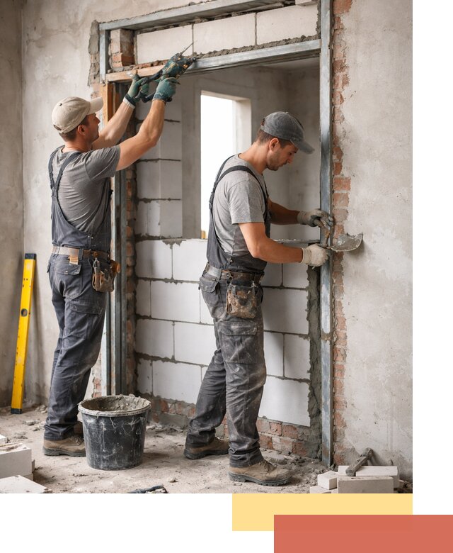 Закладка дверного проема под ключ в Павлово: демонтаж, монтаж, отделка