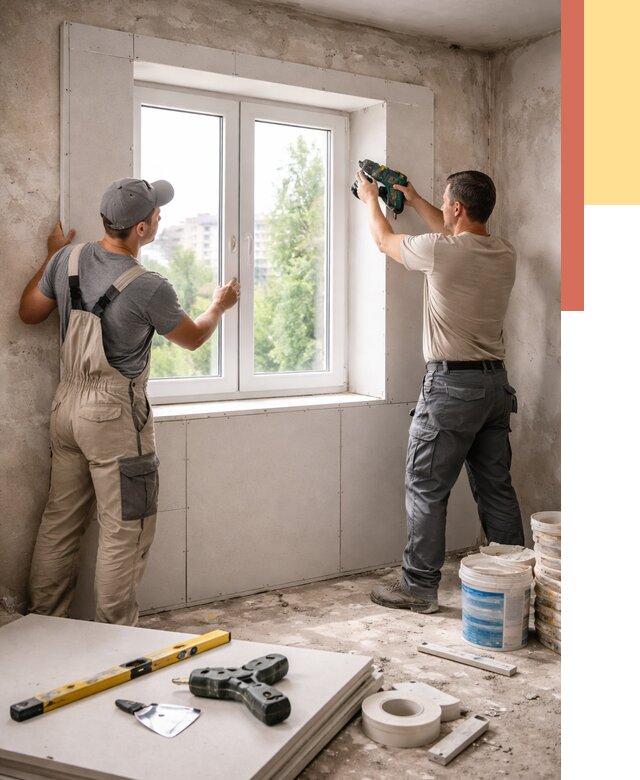 Монтаж откосов из гипсокартона в Павлово от 4562 руб. под ключ | ОТДЕЛОЧНИК-Пвв