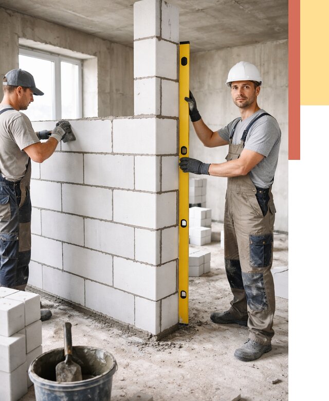 Кладка перегородок из пеноблока в Павлово от 1825 руб. под ключ | ОТДЕЛОЧНИК-Пвв