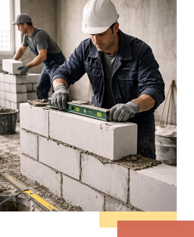 Кладка перегородок из пеноблока под ключ в Павлово