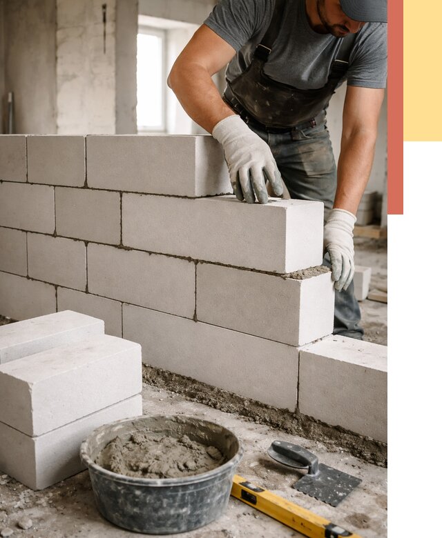 Кладка перегородок из силикатного блока в Павлово от 4055 руб. под ключ | ОТДЕЛОЧНИК-Пвв