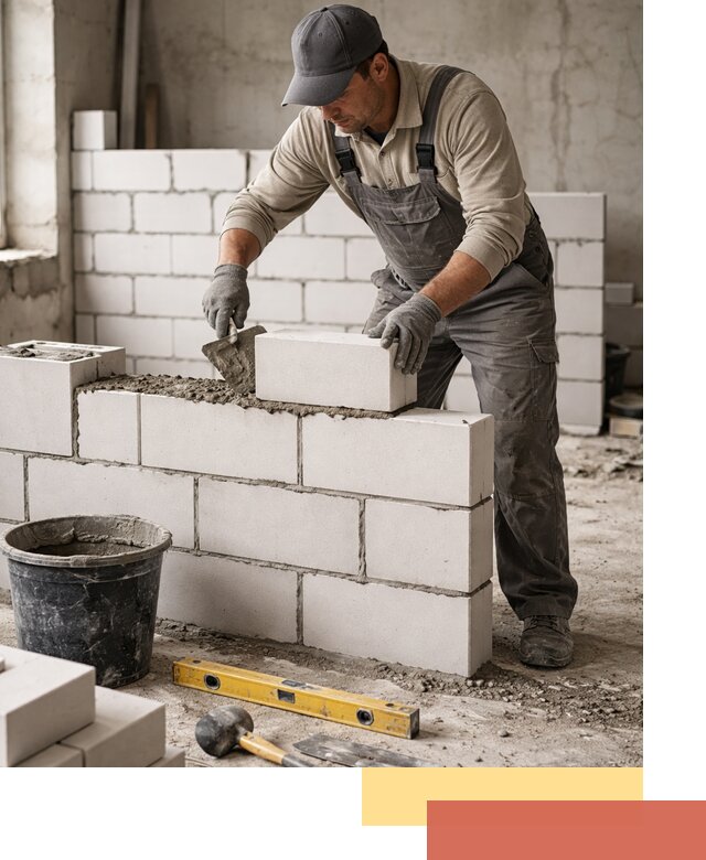 Кладка перегородок из силикатного блока в Павлово