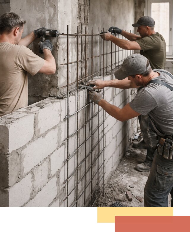Армирование кладки перегородок в Павлово профессионально и надёжно