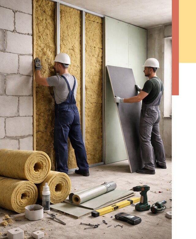 Шумоизоляция перегородок из блоков в Павлово от 1875 руб./м² — быстро и недорого | ОТДЕЛОЧНИК-Пвв