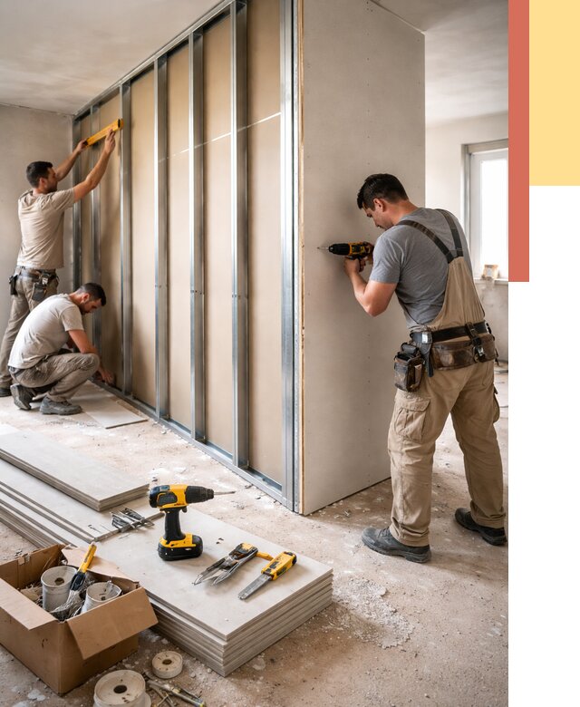 Монтаж однослойной перегородки из гипсокартона в Павлово от 659 руб. | ОТДЕЛОЧНИК-Пвв