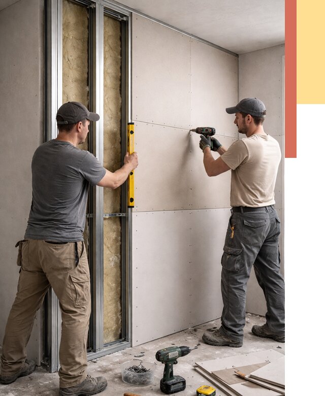 Монтаж двухслойной перегородки из гипсокартона в Павлово от 1470 руб. | ОТДЕЛОЧНИК-Пвв