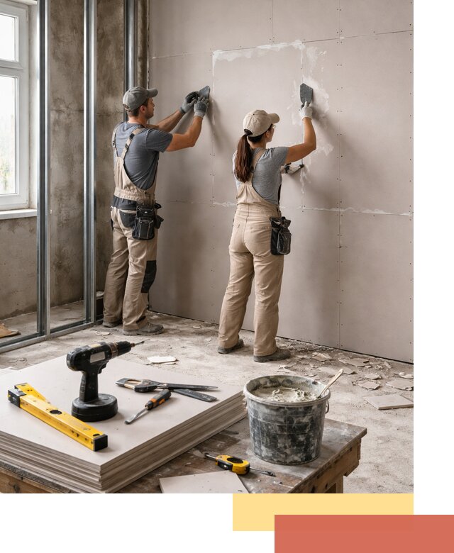 Монтаж двухслойной перегородки из гипсокартона в Павлово