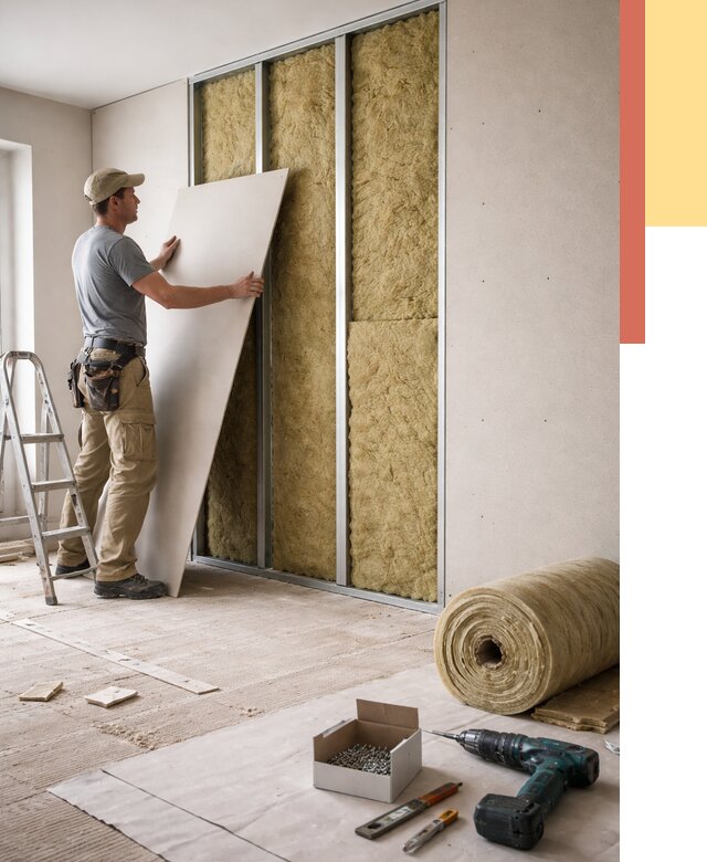 Перегородка из гипсокартона с шумоизоляцией в Павлово от 3163 руб. | ОТДЕЛОЧНИК-Пвв