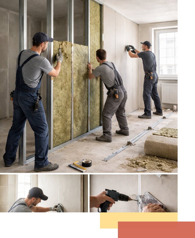 Перегородка из гипсокартона с шумоизоляцией в Павлово — монтаж под ключ