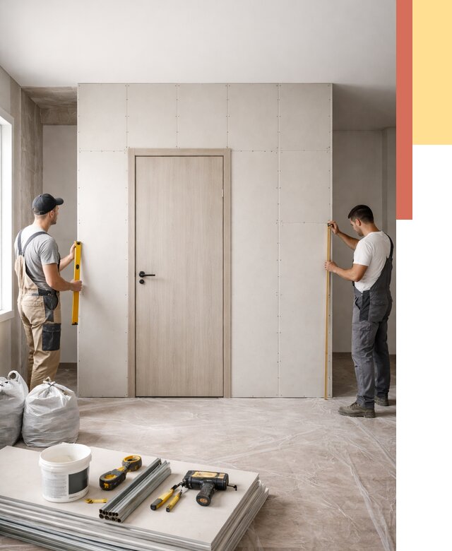 Перегородка из гипсокартона с дверью в Павлово от 4562 руб. под ключ | ОТДЕЛОЧНИК-Пвв