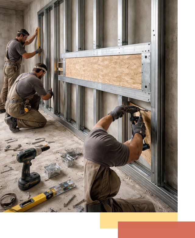 Усиленная перегородка для крепления тяжёлых конструкций в Павлово