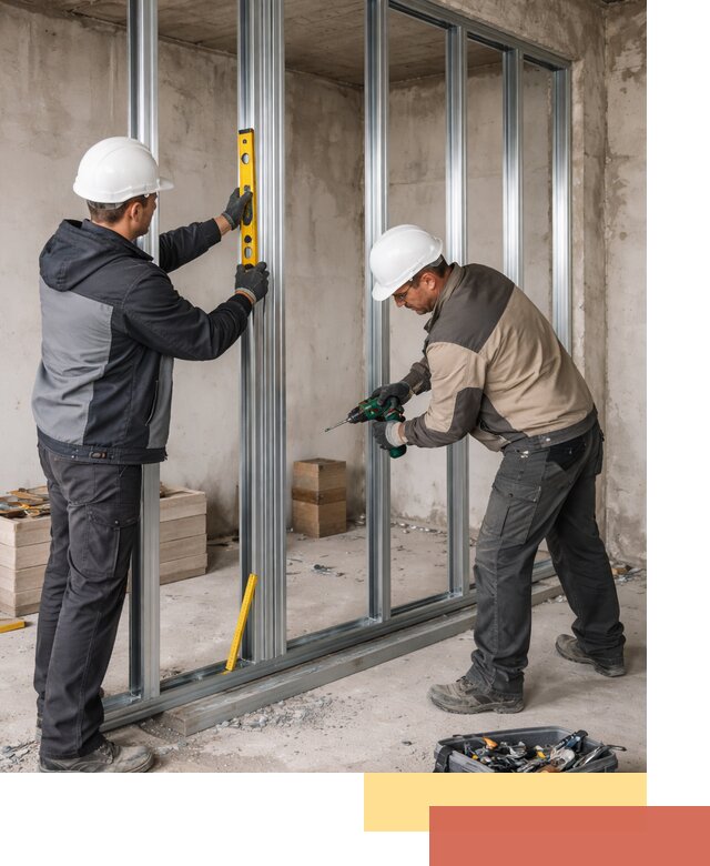 Монтаж каркаса перегородки из профиля в Павлово