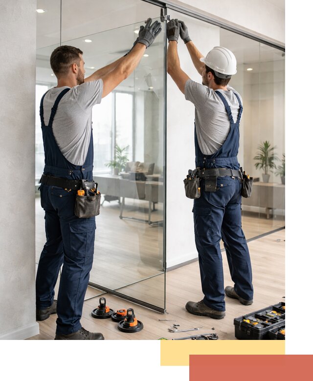 Безрамные стеклянные перегородки под ключ в Павлово