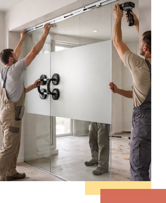 Матовые стеклянные перегородки под ключ в Павлово