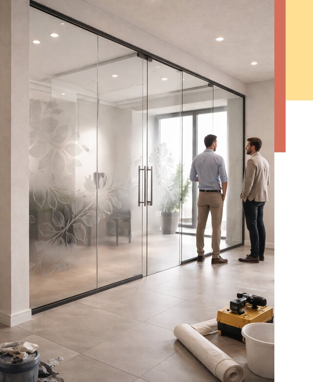 Стеклянные перегородки с рисунком в Павлово от 12671 руб. монтаж и нанесение | ОТДЕЛОЧНИК-Пвв