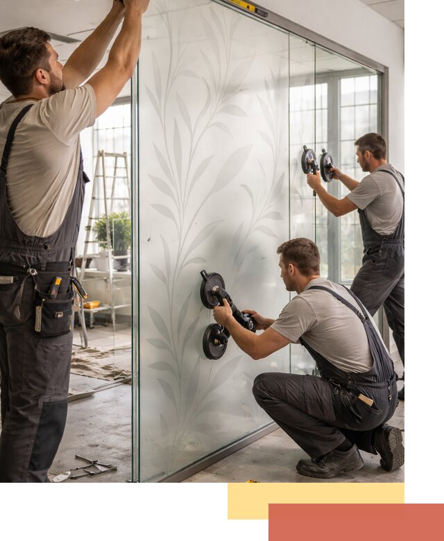 Стеклянные перегородки с рисунком на заказ в Павлово