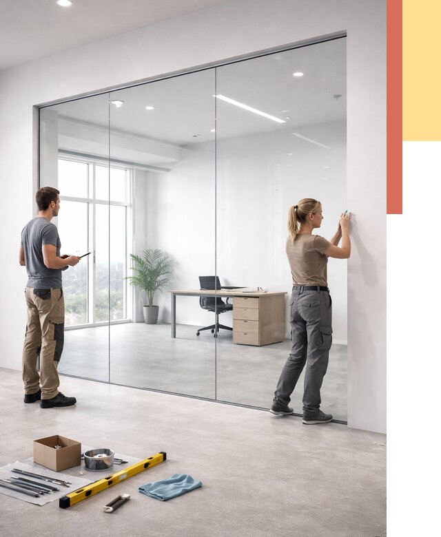 Перегородки из закаленного стекла в Павлово от 9630 руб. под ключ | ОТДЕЛОЧНИК-Пвв