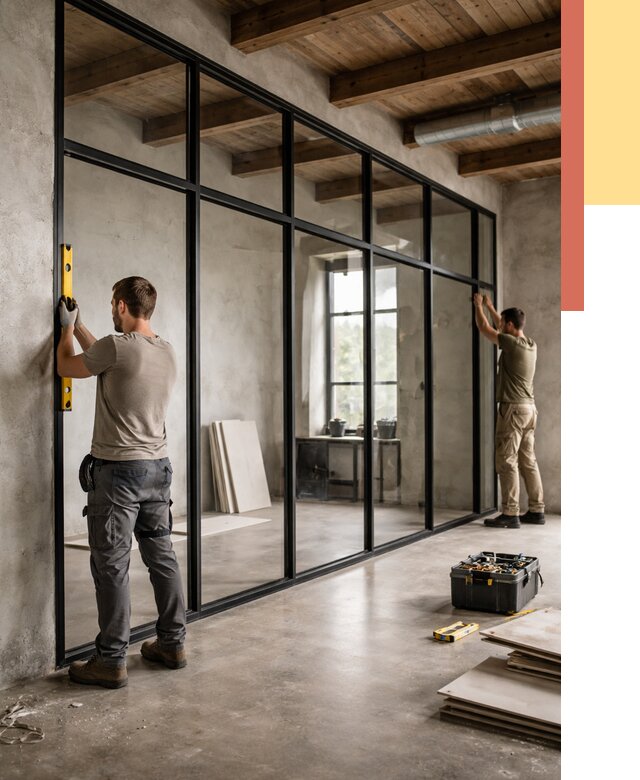 Стеклянные перегородки лофт в Павлово от 10644 руб. под ключ | ОТДЕЛОЧНИК-Пвв