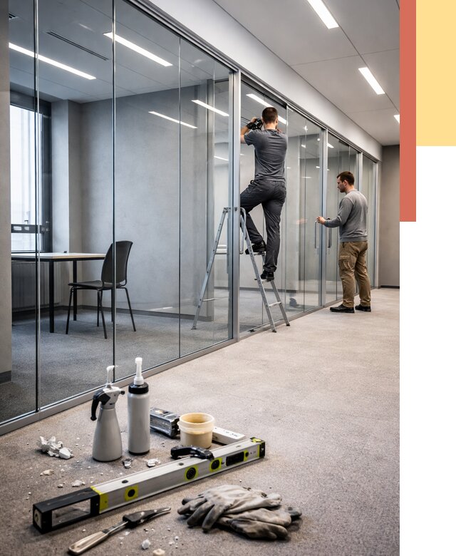 Стеклянные офисные перегородки в Павлово от 8616 руб. — монтаж и установка | ОТДЕЛОЧНИК-Пвв