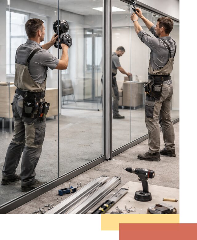 Стеклянные офисные перегородки под ключ в Павлово