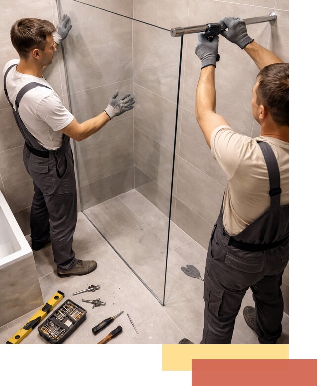 Стеклянные перегородки для душа в Павлово — изготовление и монтаж