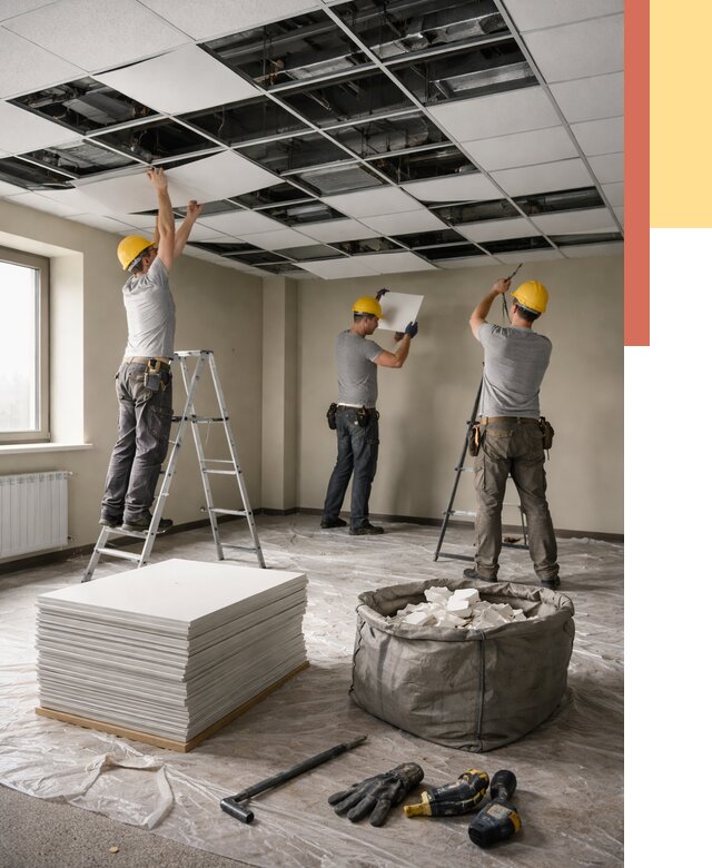 Демонтаж потолка Армстронг в Павлово от 4562 руб. быстро и недорого | ОТДЕЛОЧНИК-Пвв