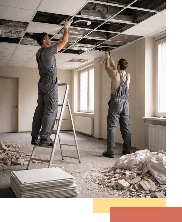 Демонтаж потолков Армстронг профессионально в Павлово