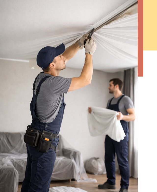 Демонтаж натяжного потолка в Павлово от 4562 руб. — снятие и разбор под ключ | ОТДЕЛОЧНИК-Пвв