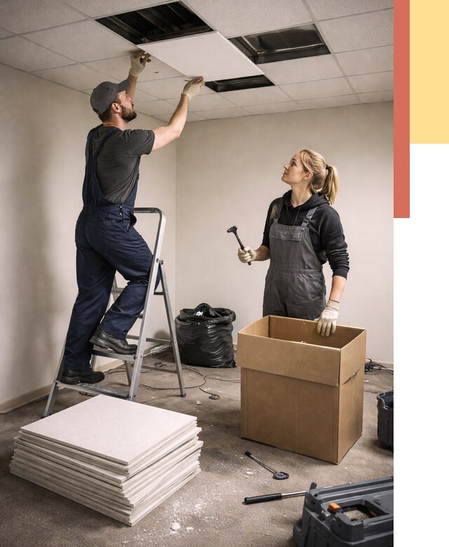 Демонтаж потолочной плитки в Павлово от 4562 руб. быстро и недорого | ОТДЕЛОЧНИК-Пвв