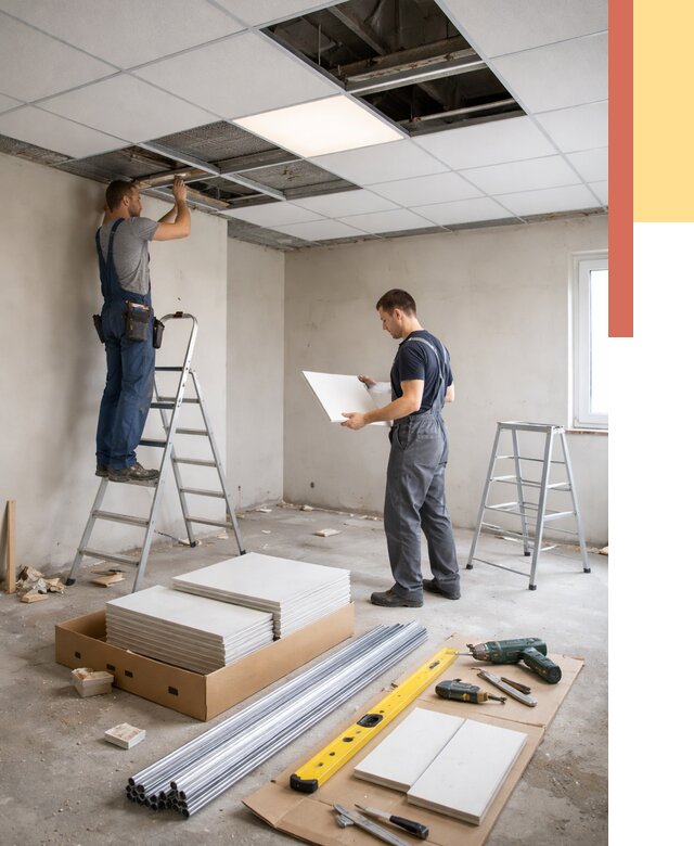 Монтаж потолка армстронг в Павлово от 4562 руб/м2 — быстрая установка под ключ | ОТДЕЛОЧНИК-Пвв