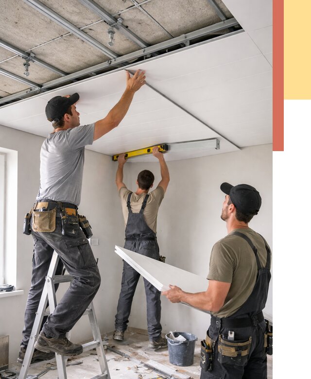 Монтаж потолка из ПВХ панелей в Павлово от 3548 руб./м2 — быстро и недорого | ОТДЕЛОЧНИК-Пвв