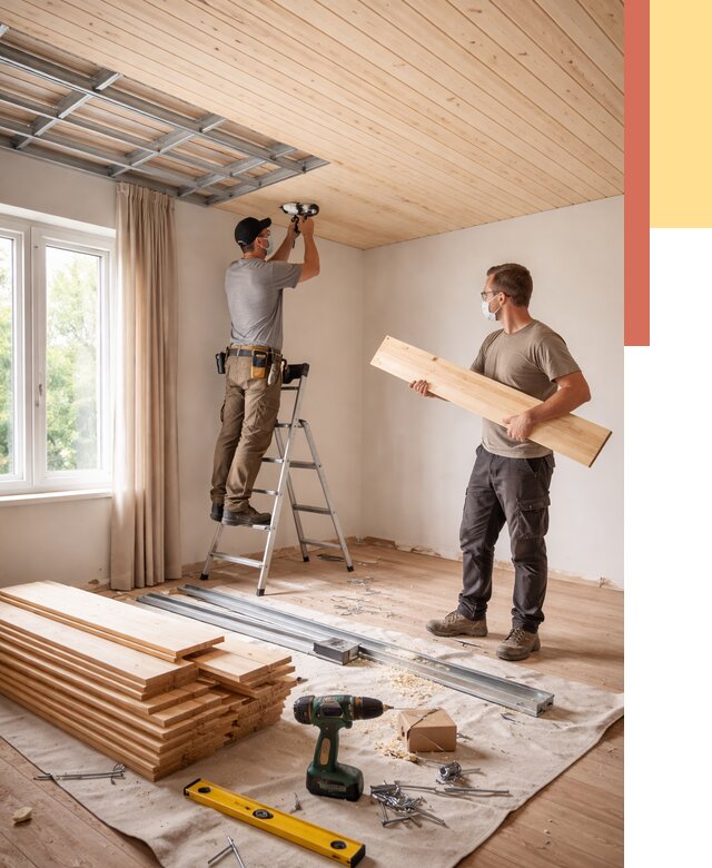 Монтаж потолка из вагонки в Павлово от 6589 руб. | Быстро и недорого — ОТДЕЛОЧНИК-Пвв