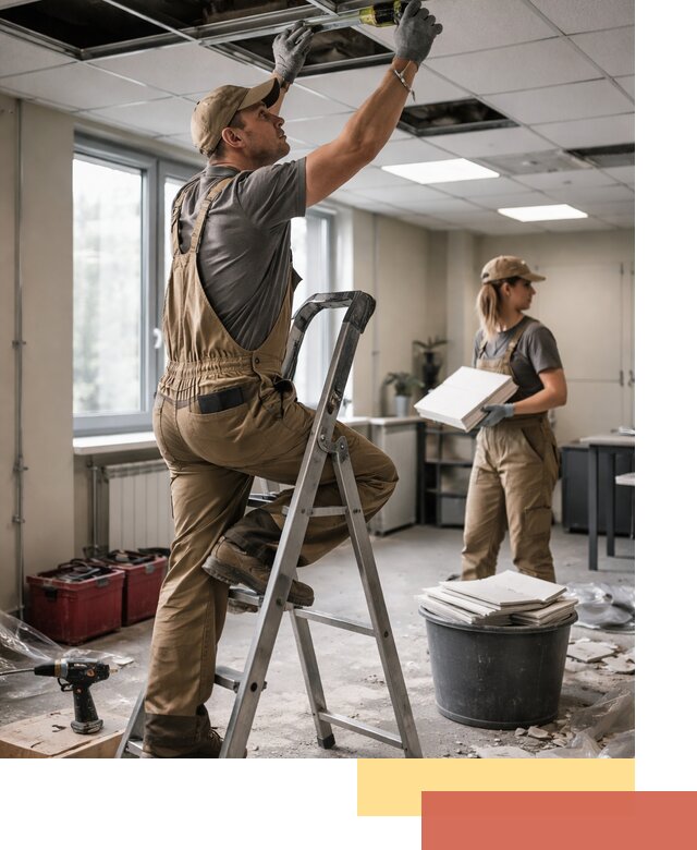 Ремонт потолка Армстронг и замена плит в Павлово