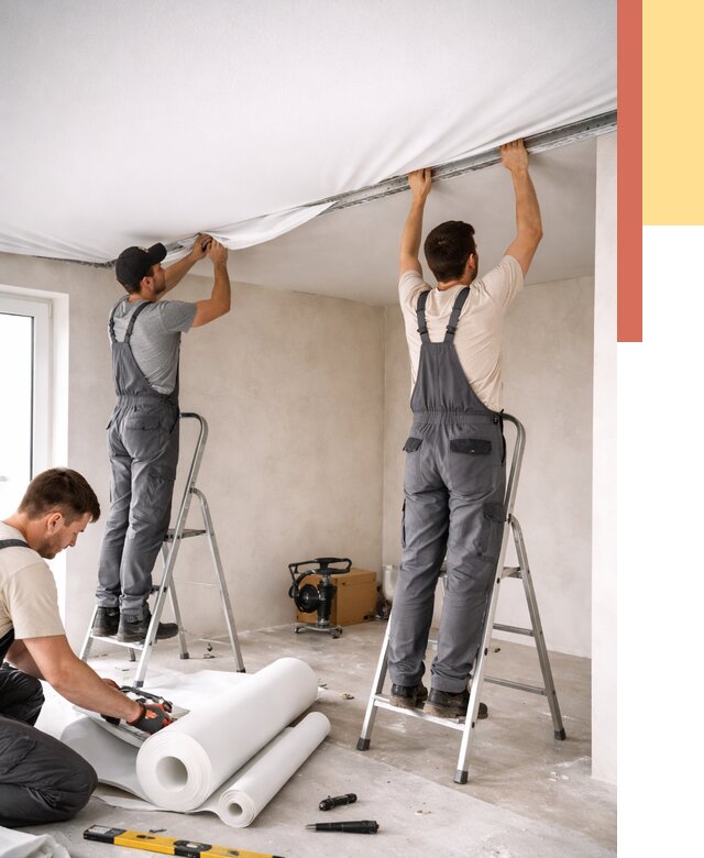 Монтаж тканевого натяжного потолка в Павлово от 3548 руб. под ключ | ОТДЕЛОЧНИК-Пвв