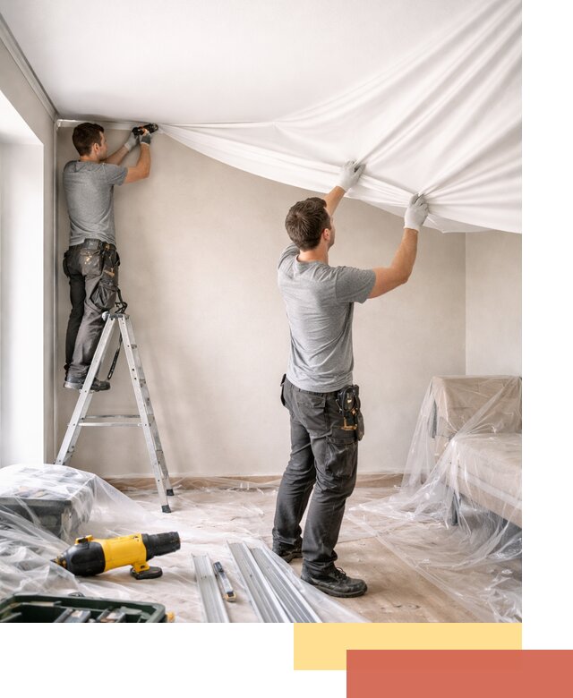 Монтаж тканевого натяжного потолка в Павлово недорого и быстро